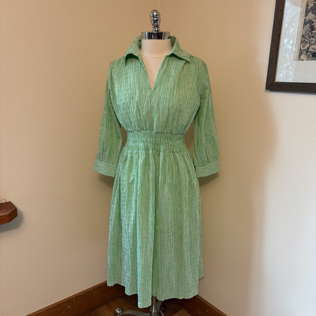 Wray Lindsey Green And White Striped Dress M-L